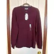 Club Room Merino Wool Blend Sweater Red Plum Crew Neck Pullover Large