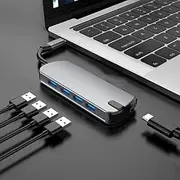 Blutech USB C Hub T1905C 5 in 1 Multi-Function Type-C/USB-C HUB Expansion Dock (Grey) Multifunctional Type C Laptop Adapter (Color : Grey)