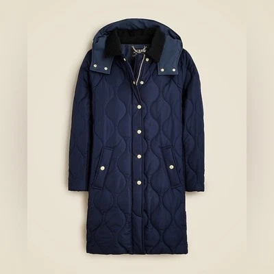NWT J. Crew Stowe Puffer Jacket with PrimaLoft® in Navy Size XS $348 MSRP