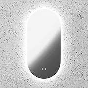 Oval LED Bathroom Mirror, 450mm x 900mm, Dimmable with 3 Light Colours, Demister/Antifog, Modern Design