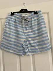 Peter Alexander Mens Blue Stripe Pyjama Shorts Medium