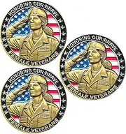 U.S. Female Veterans Challenge Coin - Honoring Courage, Sacrifice, and Strength of Women in Service (Pack of 3)