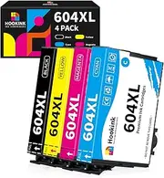 Hookink 604XL Ink Cartridges Compatible for Epson 604XL 604 XL Ink Cartridges for Epson XP-2200, XP-4200, XP-3200, WF-2910, WF-2930, WF-2950 4-Pack (Black, Yellow, Magenta, Cyan)