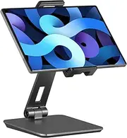 Tablet Stand Adjustable & Foldable, 360° Swivel Heavy Aluminum Tablet Holder, Compatible with iPad, Tab, Kindle Fire, Nexus, E-Reader (7-13") (Dark Gray)
