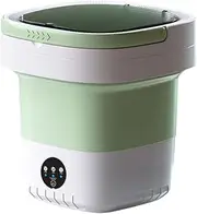 12L Green Folding Portable Washing Machine for Travel with Large Capacity, Integrated Wash and Drain Function, Third-Speed Timing, Hand-Washing Simulation, Detachable Drain Basket