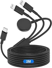 Qzvoo 3-in-1 Charging Cable for Apple Watch and iPhone 2M, MFi Certified, USB C iWatch Charging Cable, 20W iPhone Fast Charging Cable for iWatch Series 10/9/8/7/6/5/4/3/Ultra/Ultra2/SE & iPhone