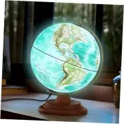 Illuminated Globe of the World with Wooden Stand, 8'' World Globe for Kids &