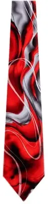Men's Abstract Red and Gray Jerry Garcia Necktie - New With Tags