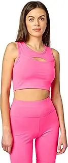 [Bellivalini] BLV50-324 Women's Neon Sports Tops Crop Top for Gym Yoga Fitness Running with Neck Front