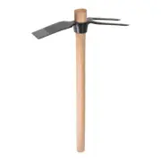 2 Teeth Garden Hoe Rake 16" Dual Head Rake Hoe Garden Tools with Wooden Handle