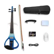 New Electric Silent Violin 4/4 Size Blue 4 String Nice Tone Free Case Advanced