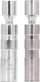 Respicefinem 2 Pcs Spark Plug Socket Set 14mm 16mm 3/8 Inch Drive 12 Point Magnetic Swivel Design for Convenient Car Repair