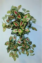 ARTIFICIAL FAKE PLANT SILK CALADIUM GREEN GREENERY ARBOR HANGING BUSH FLOWER