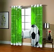 Kids Boys Girls Football Print Blackout Curtain 3D Room Darkening Thermal Drapes, Set of 2 Panels W46 x L54 inch