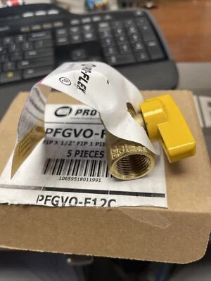 (5 PC CASE) Pro-Flex PFGVO-F12c Gas Valve 1/2in FIP X FIP Brass