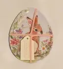 208 PARK EASTER BOHO BUNNY EGG SHAPED SALAD PLATES MELAMINE