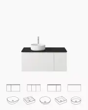 Modular White Vanity 1050 Wall Mounted Fingerpull Door Soft Close Drawer