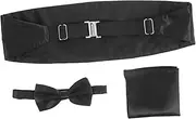 NOLITOY 3pcs Men's Satin Bow Tie Prom Dress Black Blouse Men's Belt Hijab Mens Bow Ties Silver Suit for Men Suspenders Men's Bow Tie Men's Cummerbund Men's Handkerchief Boy Man Vest Suit