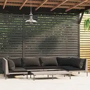 Patio Furniture Sets 7 Piece Garden Lounge Set with Cushions Poly Rattan Dark Grey
