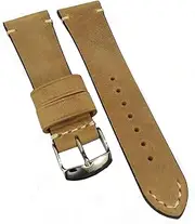 [g24] 19mm Genuine Leather Watch Band Strap Fits BULOVA 96C121 Light Brown Silver Buckle