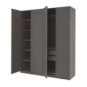 PAX / BERGSBO wardrobe combination, dark grey/dark grey, 200x60x236 cm