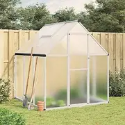 Greenhouse for Outdoors, Polycarbonate House Garden Shed with Vent Window, Walk-in Green House for Outside Garden Backyard, Base Frame, Silver 169x169x195 cm Aluminium