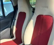 CAR SEAT COVERS(2pcs) | Made for SMART | Light Beige Leatherette & Red-Black Net (for: Smart)