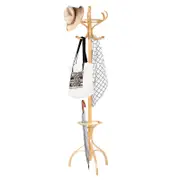 Costway 1.8M Wood Coat Rack Stand w/Umbrella Holder Natural