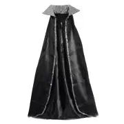 52" Silver Sequin Black Cape ~ HALLOWEEN MASQUERADE VAMPIRE MAGICIAN COSTUME