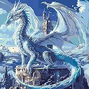 CHWGLFGG Ice Dragon Paint by Numbers Kit for Adults On Canvas,DIY Easy Adult Paint by Number Kits Sky King,Paint by Color Acrylic Paint Painting Home Wall Decor 16x16inch (Without Frame)