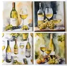 White Wine FRIDGE MAGNET Set "style B"