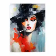 Girl Smoking Modern Art Painting Canvas Print