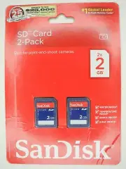 NEW SanDisk 2GB SD 2 Pack Camera Memory Cards