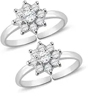 [Tongari] 925 Sparkling CZ Toe Rings in 92.5 Sterling Silver for Women | Chandi Bichiya.., Adjustable, Non-Precious Metal, No Gemstone