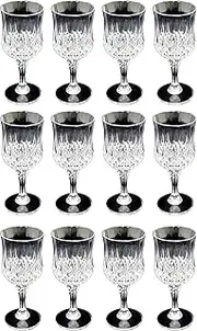 Set of 12 Premium Wine Drinking Glass Clear Plastic Faux Crystal Reusable Drink Glasses