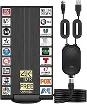 TV Antenna - 2024 Amplified HD Digital Indoor TV Antenna Booster 420+ Miles Range - Digital HDTV Antenna for Smart TV Free Local Channels 8K 4K HD 1080P All TV's VHF UHF 36ft Coax Cable/AC Adapter(01