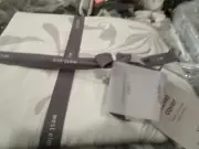 West Elm Tencel Feathered Marble duvet King 2 Euro Shams Frost Gray New