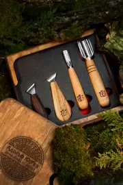 Wood carving tool basic set 4 pcs. Wood carver gift Chisels & chip carving knife