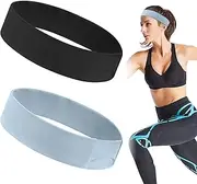 [Hnonoxy] 2 x Yoga Fitness Headband, Elastic Headband, Non-Slip Headband, Women's Sports Unisex Hair Bands for Men and Women, Yoga, Fitness, Jogging, Workout (Black, Blue)