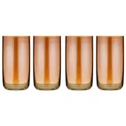 2x 2pc Tempa Verity Highball Tumbler Drinking Glass Crystal Barware Set Amber