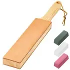 Double Side Leather Strop for Knife Sharpening - 14"x 2" Stropping Block Kit