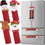 Refrigerator Door Knob Gloves Set of 8, Santa Snowman Kitchen Appliance Cover, Door Knob Protection Christmas Decoration