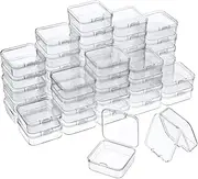 [SATINIOR] 48 Packs Clear Small Plastic Containers Transparent Storage Box with Hinged Lid for Small Items Crafts Jewelry (2.12 x 2.12 x 0.79 Inches)