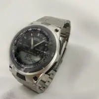 在飛比找蝦皮購物優惠-CASIO 卡西歐 十年電力雙顯錶 銀色電子復古鋼錶 AW-