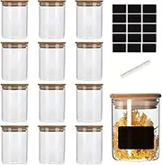 12pcs Glass Spice Jars,Square Containers with Bamboo Lid,Glass Storage Jars,Condiment Tank,Food Storage Cans, 4 Oz Glass Bottle,for Kitchen Storage