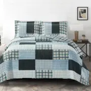Zoe Reversible Quilted Printed Patchwork Oversized Bed Coverlet Set