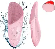 Electric Facial Cleansing Brush, IPX7 Waterproof Silicone Face Brush and with 4 Cleaning Intensities and 1 Eye Protection Mode, Mini Blackhead Removal Device for Deep Facial Cleansing of Women