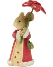 HEART OF CHRISTMAS MICE BY KAREN HAHN - MOUSE - PRETTY POINSETTIA