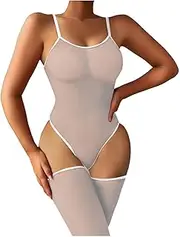 [Generic] Women Sexy Lingerie Sets Sheer Mesh Mini CrochTop Bodystocking Tights Teddy Bodysuit Boudoir Wedding Night Valentines