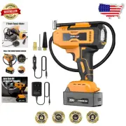Multi-Purpose Tire Inflator with LED Light and Precision Gauge - Compact Design